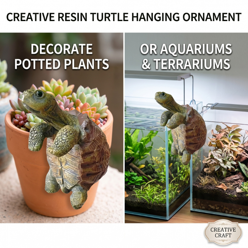Aquarium Fish House - Fishing Turtle Hanging Turtle Figurine for