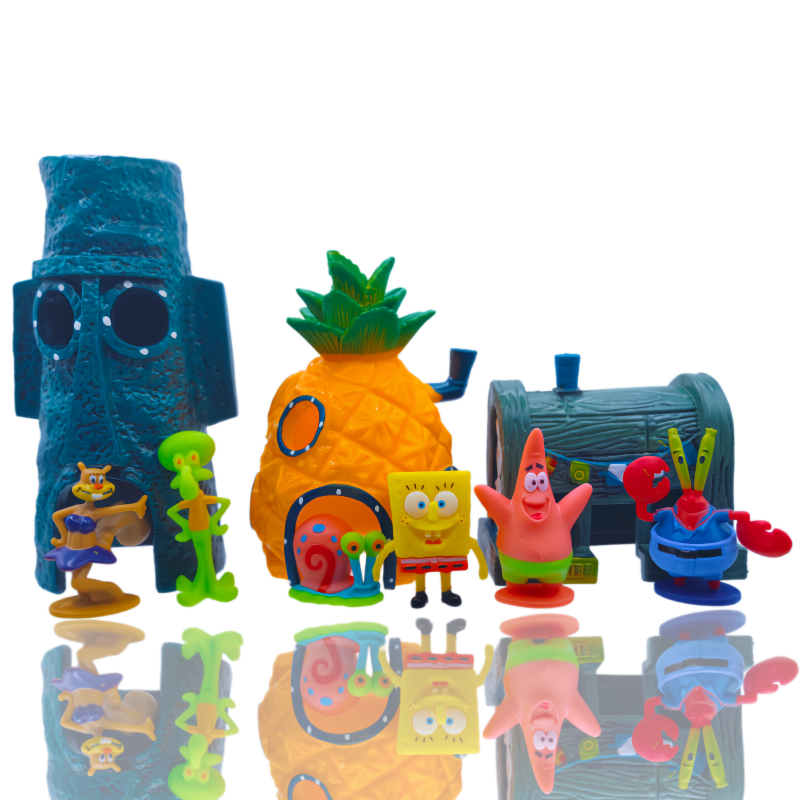 Aquarium Fish House - 6pcs SpongeBob Fish Tank Decoration Cartoon