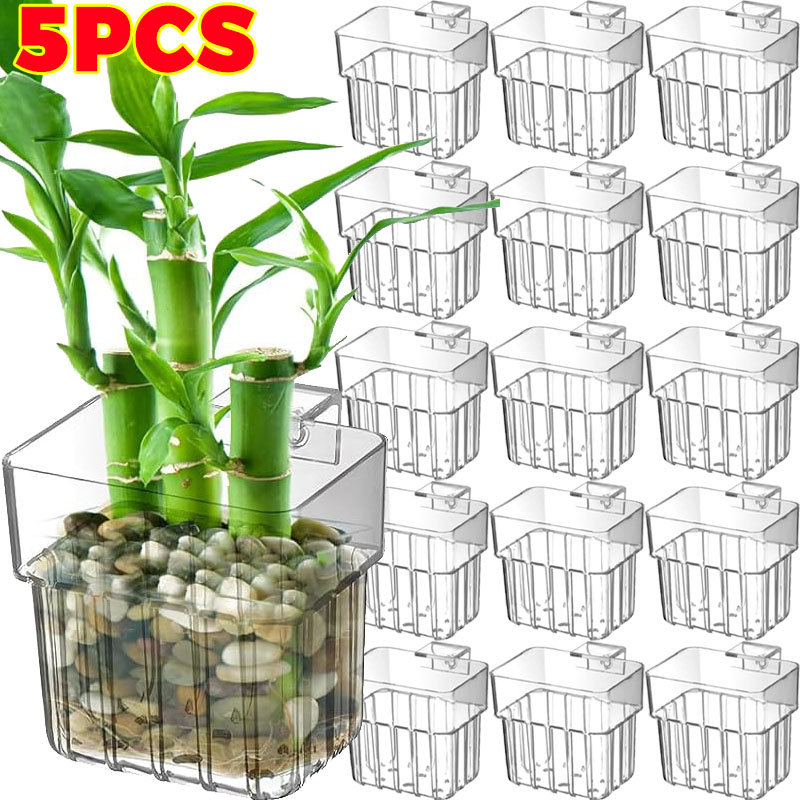 Aquarium Fish House - 1/5pcs Aquarium Decoration Plant Cup Transparent